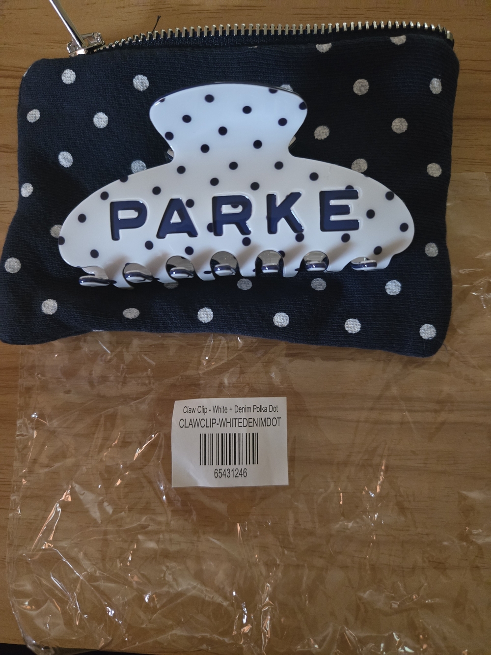 Parke Claw Clip White Polka Dot